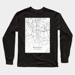 Bochum Germany City Map white Long Sleeve T-Shirt